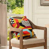 La Broderie 20" Square Embroidered Throw Pillow & Feather Down Insert, Colorpop Multicolored B2719P238139
