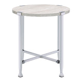 White Oak and Chrome End Table with X Shape Base B062P181389