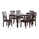 ZNTS Modern Contemporary 7pc Set Espresso Finish Unique Eyelet Back 6x Side Chairs Cushion Seats B011119001