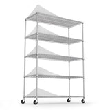 ZNTS 5 Tier 6000lbs Heavy Duty Adjustable Storage Rack Metal Shelf Wire Shelving Unit with Wheels & Shelf W155083057