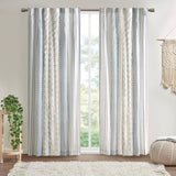 Cotton Printed Curtain Panel with Chenille Stripe and Lining B035129657