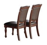 Gorgeous Formal Set of 2 Side Chairs Brown Color Rubberwood Dining Room Furniture Faux Leather B01180914