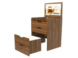 3-in-1 Vanity Desk with Lighted Mirror & Stool, Flip Top Makeup Dressing Table, Compact Storage for 70547750