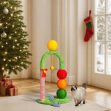 29in Cat Tree Tower with Sisal Scratcher Balls, Cute Holiday Scratching Post with Danging Ball for 67887340