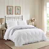 Farmhouse Ruffle Buffalo Check Shower Curtain with Coconut Buttons 46278517