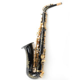 Be Brass Carving Pattern Pearl White Shell Button Saxophone with Strap Black 68095818