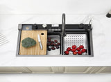 Pull-out Facuet Single Bowl Sink Kitchen Vegetable Sink 304 Whale Waterfall Sink Stainless Steel 58921169