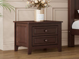 2-Drawer Nightstand for Bedroom, Mid Century Retro Bedside Table with Classic Design,Dark Walnut WF308187AAD