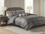 7 Piece Jacquard Comforter Set Grey Cal King B03597024