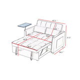 Grey Velvet Loveseat Sleeper Sofa Bed with Side Table W588132116