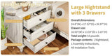 Retro white P2 particle board with 3D paper solid wood legs 63*44.5*68.5CM three drawers bedside 88604508