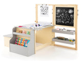 Kids Multifunctional Art Center with Double-Sided Easel, Wooden Art Table Bench Set for 3 Years, 92137640