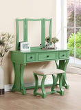 Unique Modern Bedroom Set w Stool Foldable Mirror Drawers Apple Green Color MDF Veneer 1pc B011111841