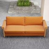 76.34in Wide Modern Orange Velvet Sofa Stylish Living Room Furniture with Gold Metal Legs and Deep W576P146247