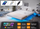 Black Queen Size Floating Platform Metal Bed Frame - 14 Inch Height, Built-in LED Strip Light & 74755139