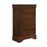 ZNTS Traditional Design Bedroom Furniture 1pc Chest of 5x Drawers Brown Cherry Finish Antique Drop B01165028