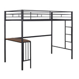 ZNTS Twin Metal Loft Bed with Desk, Ladder and Guardrails, Loft Bed for Bedroom, Black 87361096