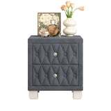 Elegant Velvet Nightstand with 2 Drawers and Crystal Handle, Storage Bedside Table with 63928278