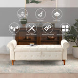 62" Bedroom Tufted Button Storage Bench, Modern Fabric Upholstered Ottoman, Window Bench, Rolled Arm W1853112515