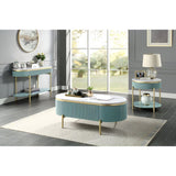 ZNTS Glam Contemporary Light Teal 1pc Coffee Table White Faux Marble Top Living Room Table W Drawer B011P184958