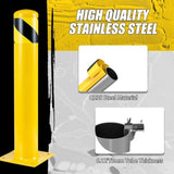 ZNTS Safety Bollard Post, 52 Inch Height Steel Bollards, 4.5 Inch Diameter Parking Bollard, Yellow Powder 08548189