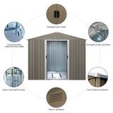 ZNTS 8ft x 6ft Outdoor Metal Storage Shed with Window Grey W540P146761