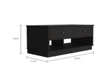 Willamette Rectangle 2-Shelf 2-Drawer Storage Bench Black Wengue B06280462