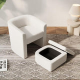 Accent chair white sofa chair one set, modern living room side chair, single sofa chair, footstool W1727P240730