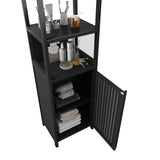 BLACK Storage Tall Slim with Shutter Door and 3 Tier Shelves, Freestanding Linen Tower W2207P272658