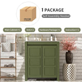 30'' Farmhouse Bathroom Vanity with Ceramic Sink, Soft-Close Door, Adjustable Shelf, Olive Green N729P290712F
