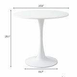 White Round Table, Modern Dining Table, MDF Top and Steel Base Tulip Round Kitchen Table, Mid W2641P192316