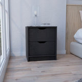 Basilea 2 Drawers Nightstand , End Table, Side Table Pull Out System -Black B20092138