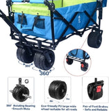 Collapsible Wagon Heavy Duty Folding Wagon Cart with Removable Canopy, 4" Wide Large All Terrain 42099174