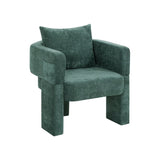 Modern 3-Leg Chenille Accent Chair with Ergonomic Arms & Removable Pillow, Plush Small Space W1716P280600