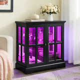 LED Curio Display Cabinet, Antique Display Cabinet with Adjustable Shelves, Retro Design Quality W2275P300146