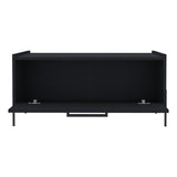 ZNTS Coffee Table 15.6" H, 1 shelf, 4 legs, Black B097P250877