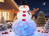 12.5FT Tall Snowman with Branch Arms, 2 LEDs Rotating Color Light, 210D Polyester, US Plug 21109506