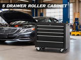 5-Drawer Rolling Tool Chest w/Lock & Key, Tool Storage Cabinet with Wheels, Top Cushion & Drawer W2660P217921