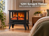 Mini Electric Fireplace Stove with 3D Flame, Timer and Remote, Black Double Door, 13.98 x x 69362552