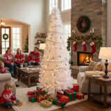 6FT Christmas Tree Slim Pencil Artificial Plant 390 Realistic Branch Tips Plastic Stand White Indoor 68373116