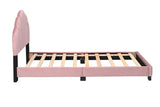 Upholstered Twin Size Platform Bed for Kids, Wooden Bed Frame with Slatted Bed Base, No Box Spring W1998124486