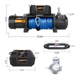 ZNTS MN Electric Winch 12V 12000LBS Synthetic Rope Jeep Towing Truck Off-Road 4WD W121863045