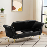 ZNTS Black, PU Leather, Metal Feet Upholstered Ottoman Bedroom Lounge Ottoman Flip Top Storage Sofa Bench 30930890