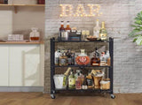 3-Tier Heavy Duty Metal Rack Foldable Shelf Organizer, Kitchen Storage Cart with Lockable Wheel 53848722