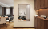 60"x40" Oversized Modern Rectangle Bathroom Mirror with walnut Frame Decorative Large Wall Mirrors W708P297606