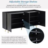 ON-TREND Luxurious Shoe Cabinet with 5 Metal Legs, Modern TV Stand with 4 Adjustable Shelves for TVs N721P191139B