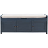 Storage Bench with 3 Shutter-shaped Doors, Shoe Bench with Removable Cushion and Hidden Storage 51949526