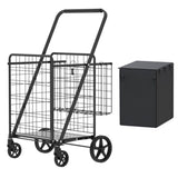 Large Shopping Cart,Grocery Cart on Wheels, Foldable Utility Shopping Carts with Double Basket and W1961P290530