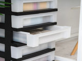 5-Drawer Narrow Plastic Storage Drawer Cart with Organizer Top, Black 32678976