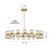 Modern 36" Gold Round Chandelier Light Fixture, K9 Crystal Chandeliers for Room, Living Room, W1340P310781